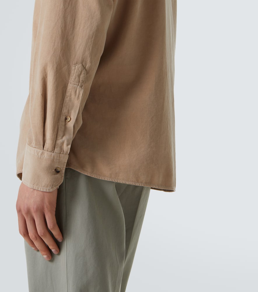 Shop Brunello Cucinelli Cotton Micro Corduroy Shirt In Braun