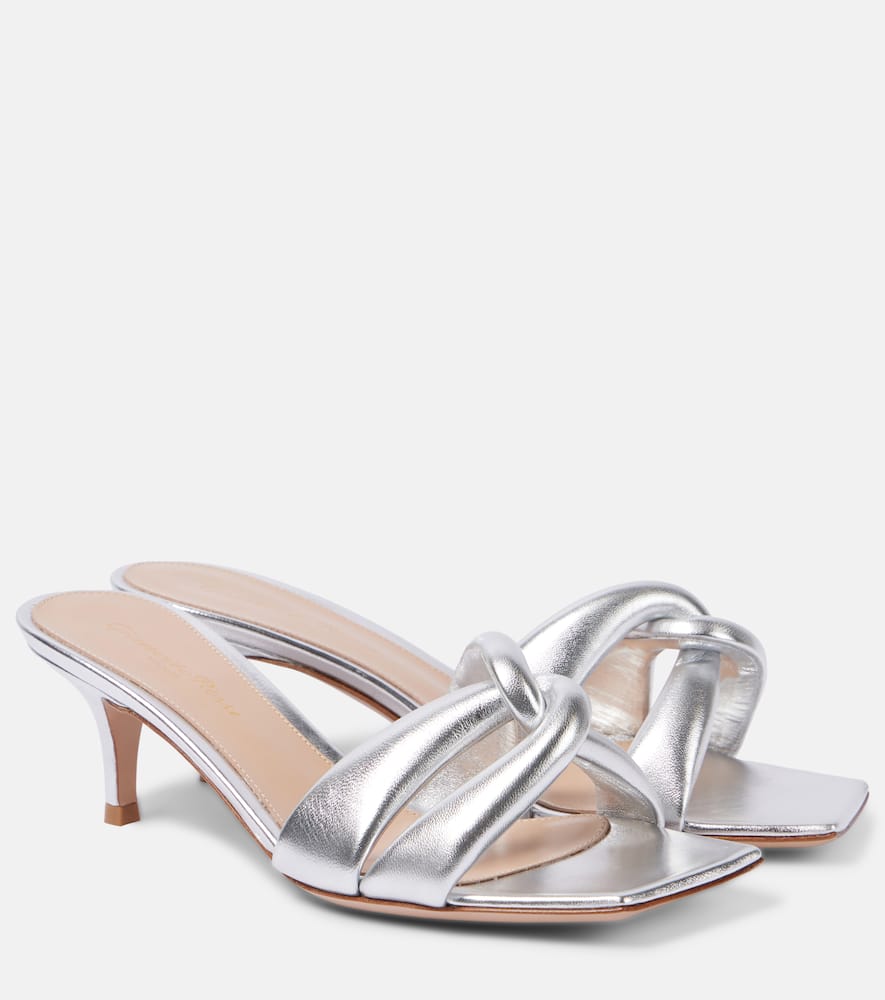Amour metallic leather mules