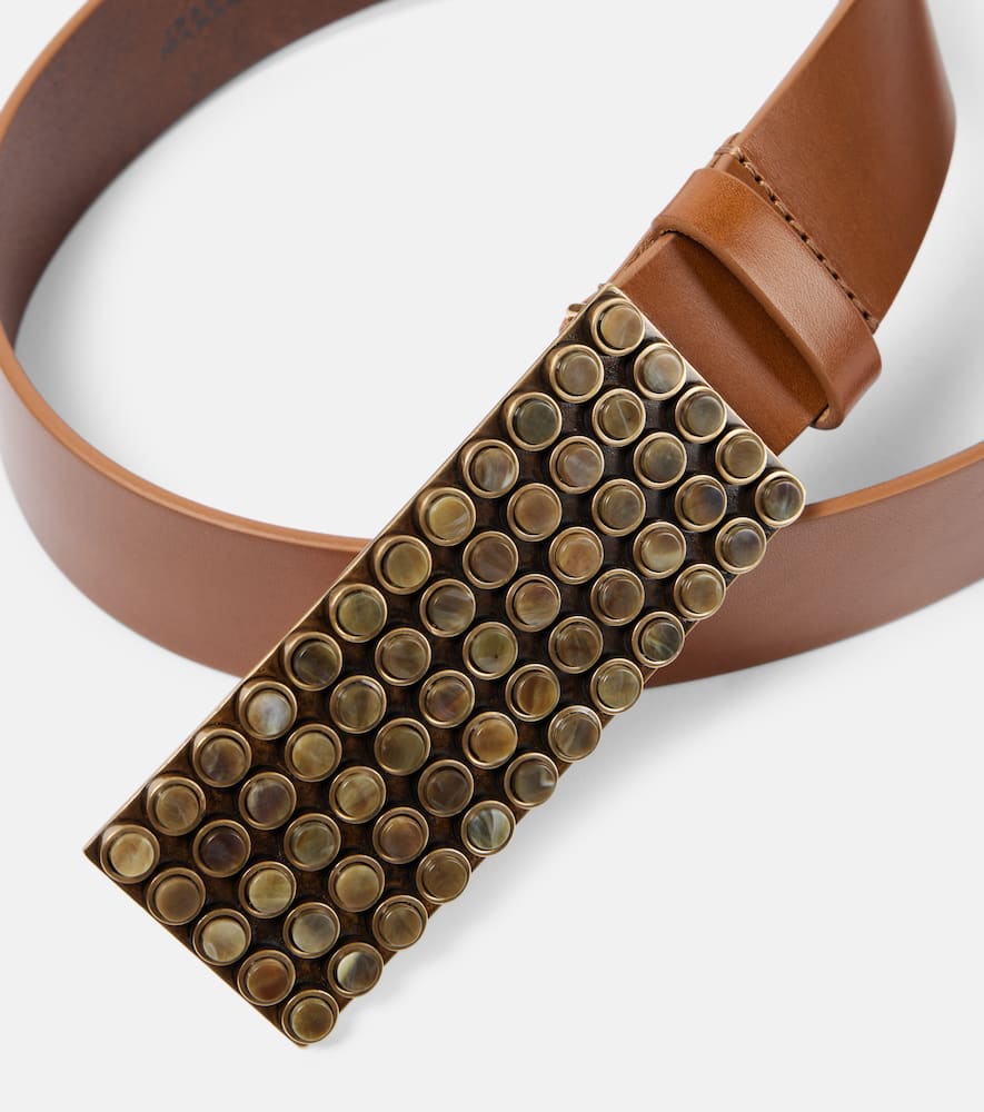Isabel Marant Vanesia Embellished Leather Belt In Khaki