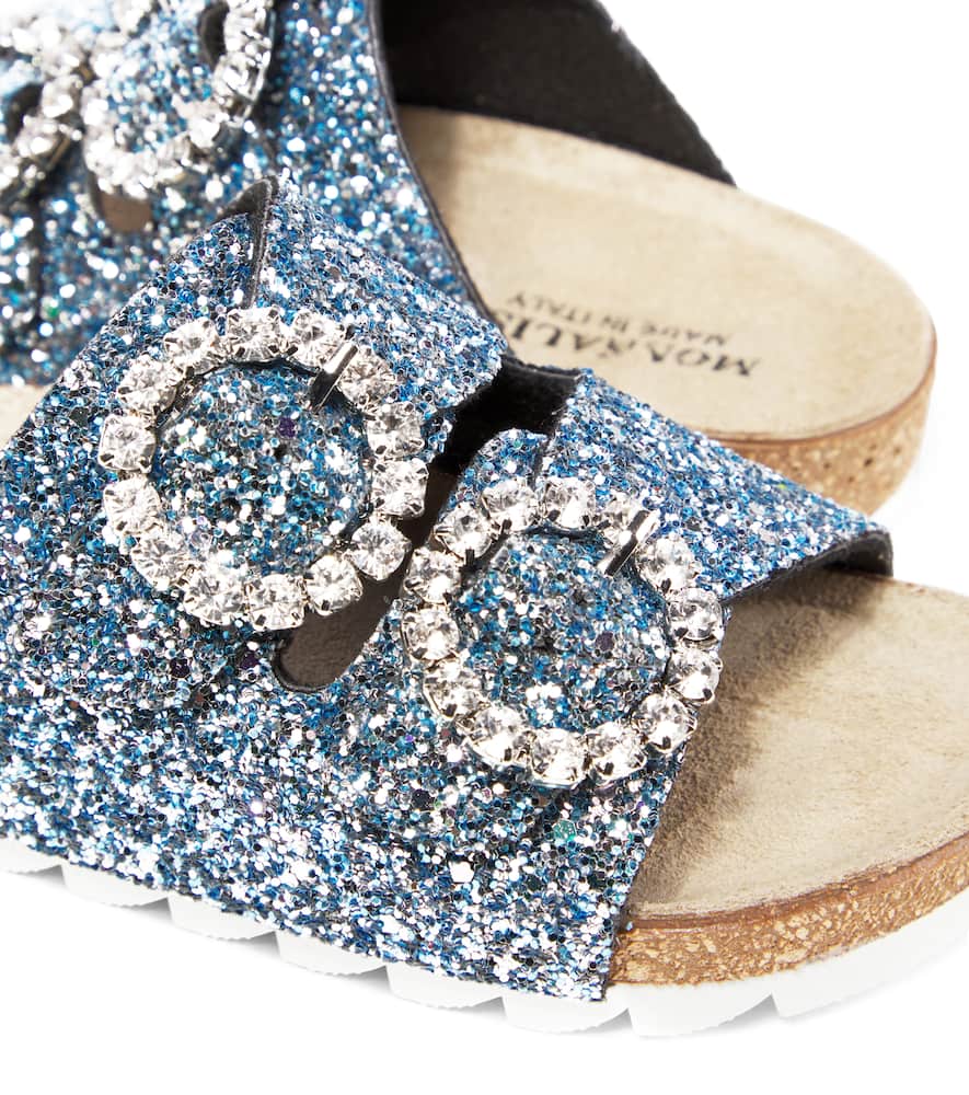 MONNALISA GLITTER EMBELLISHED SANDALS 