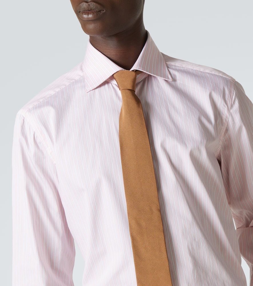 Shop Kiton Striped Cotton Shirt In Pink