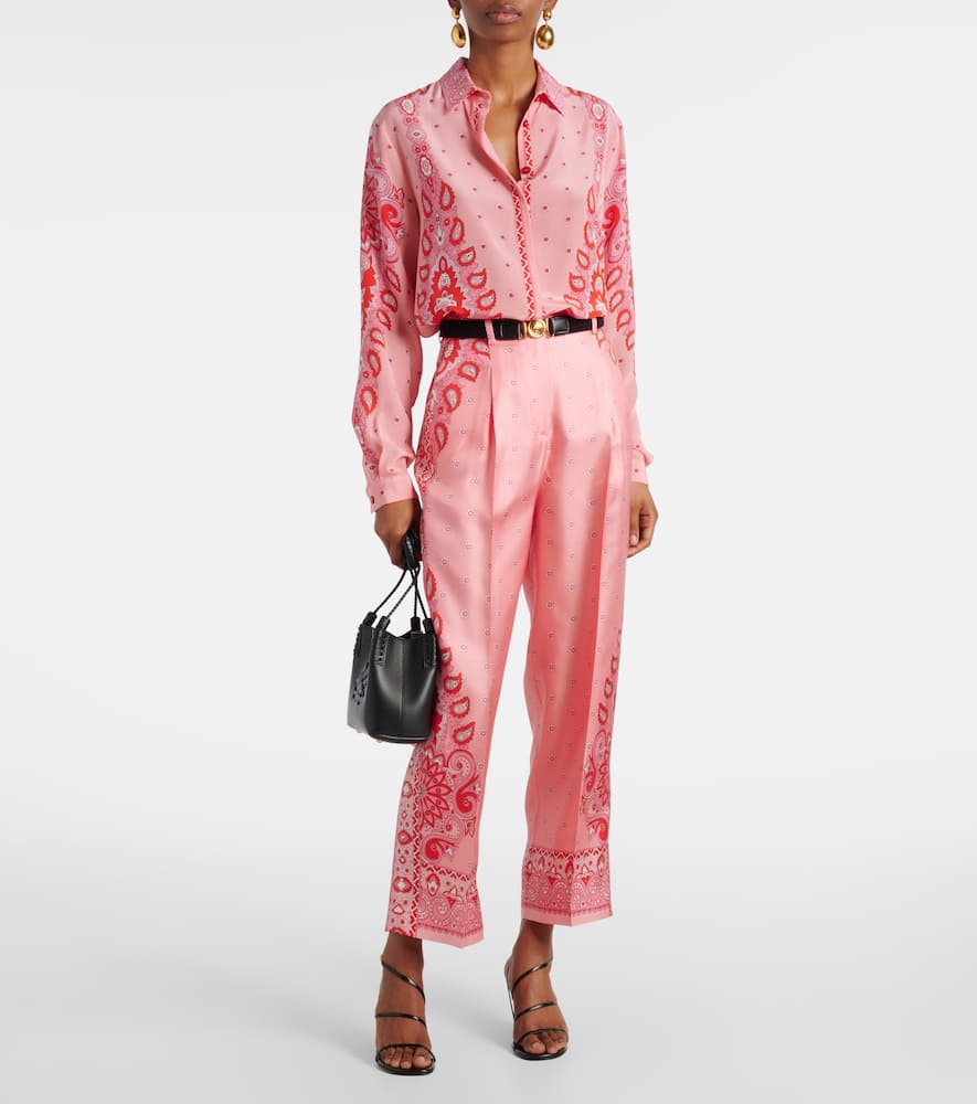 Etro Hose Mit Floralem Muster Aus Seide In Pink