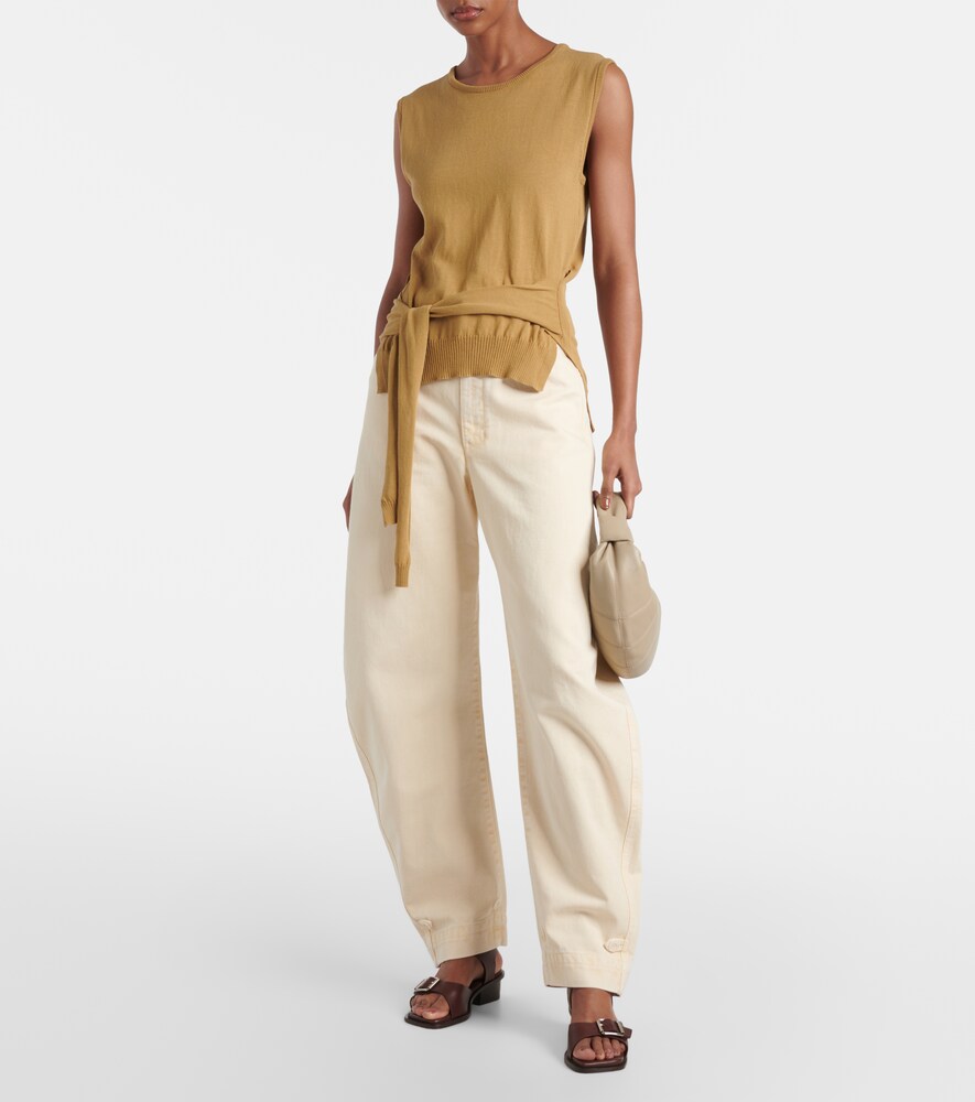 Lemaire Knitted tie-detail cotton top