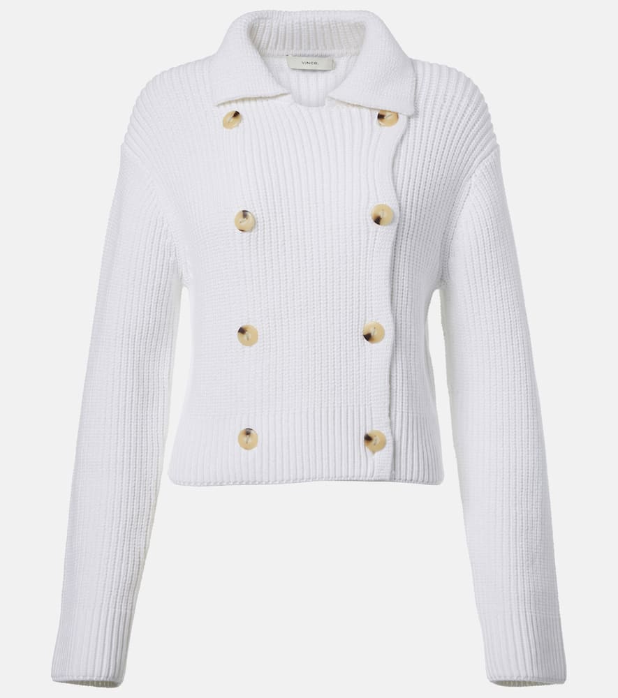 Vince Cotton-blend Double-breasted Sweater Jacket In Off-white In White