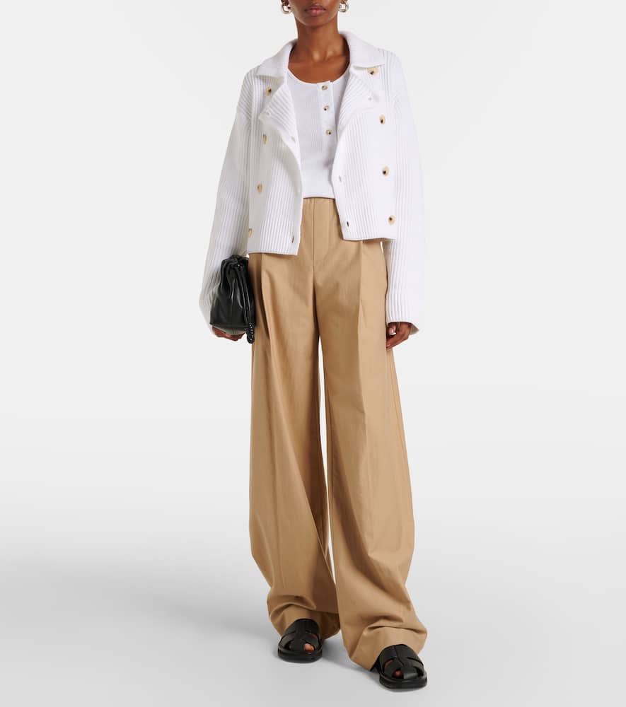 Vince Cotton-blend Double-breasted Sweater Jacket In Off-white In White
