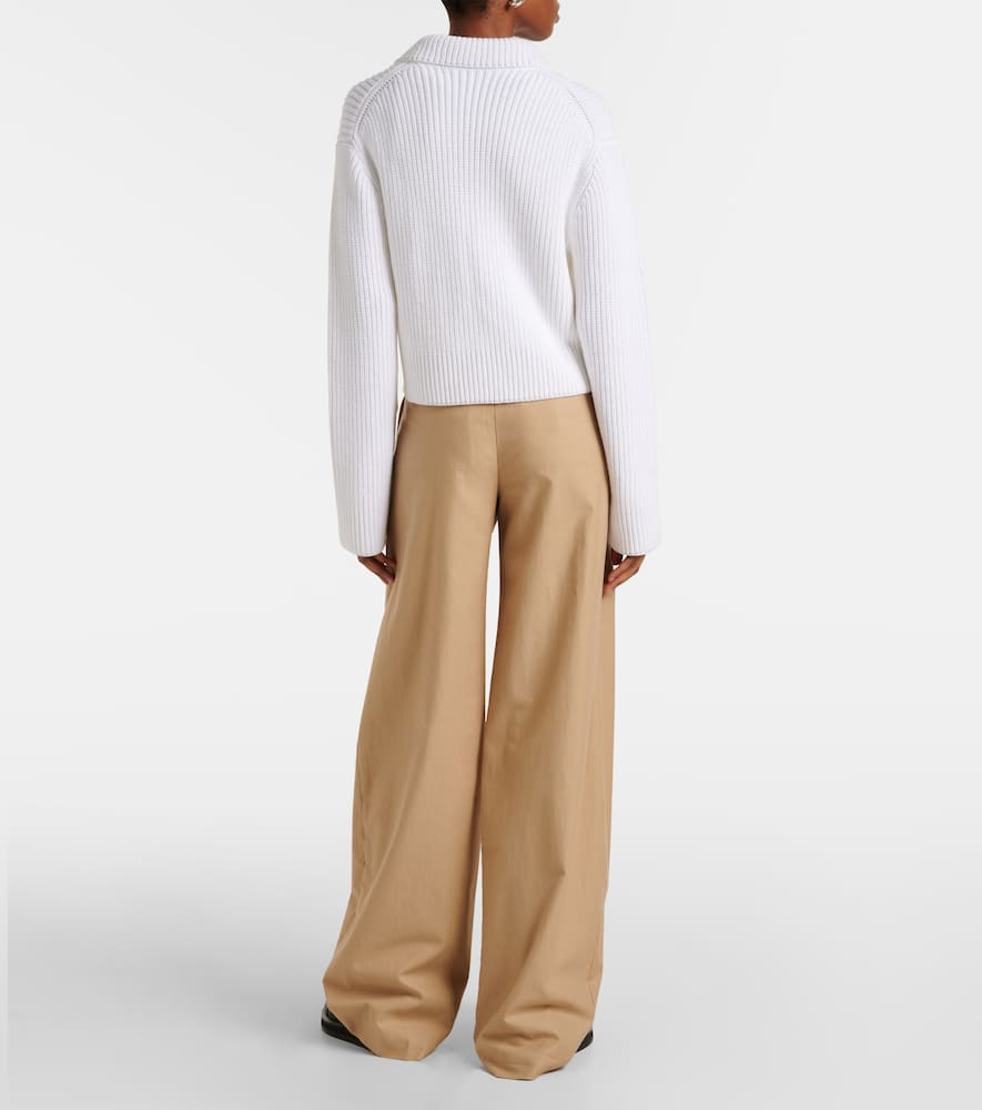 Vince Cotton-blend Double-breasted Sweater Jacket In Off-white In White