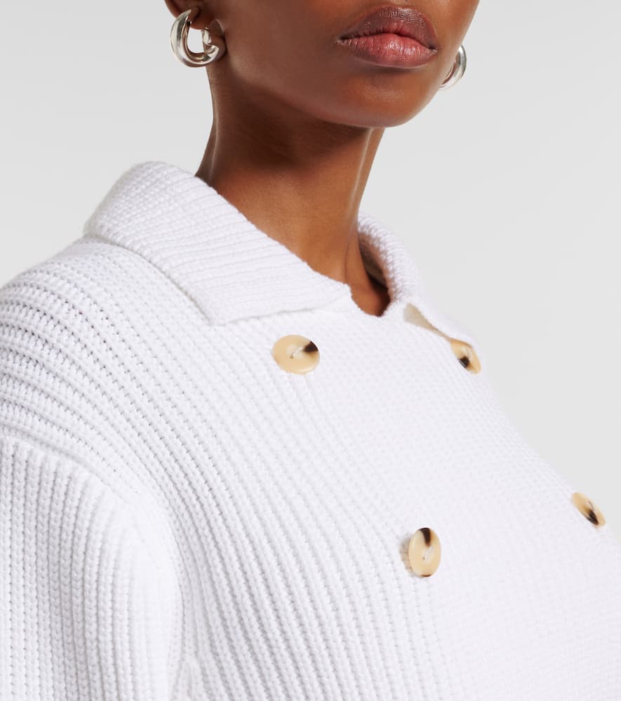 Vince Cotton-blend Double-breasted Sweater Jacket In Off-white In White