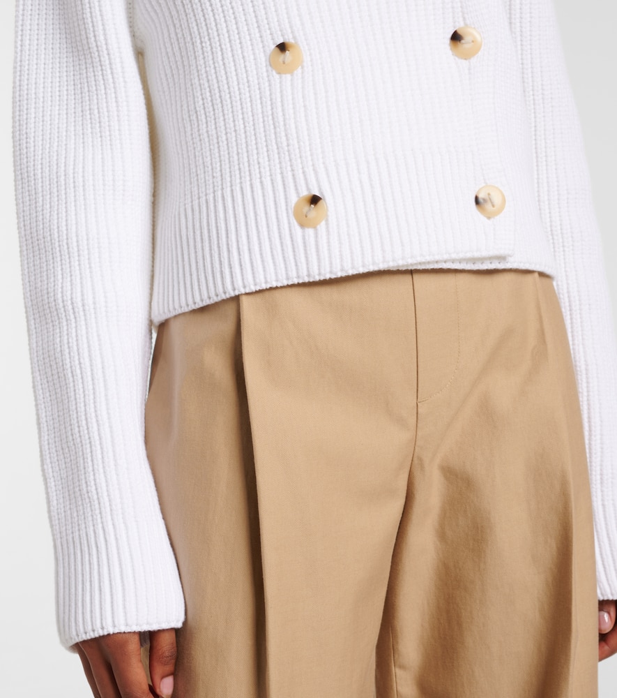 Vince Cotton-blend Double-breasted Sweater Jacket In Off-white In White