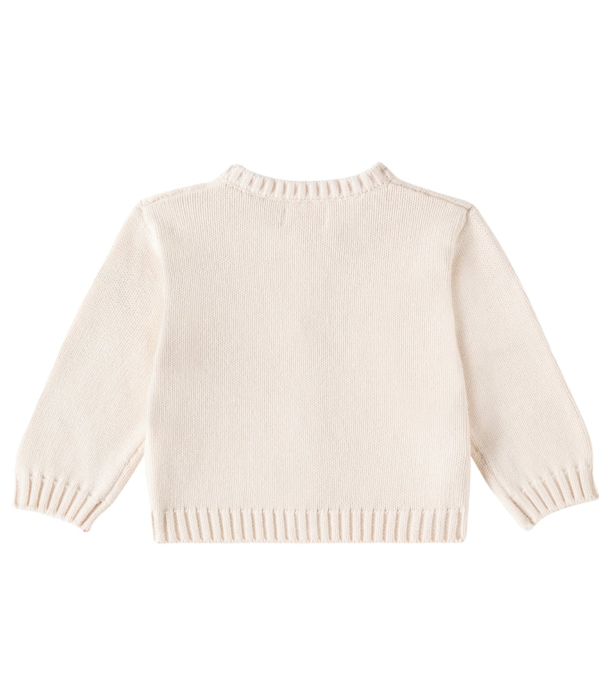 Tinycottons Baby Strawberries Embroidered Cotton Cardigan In Beige