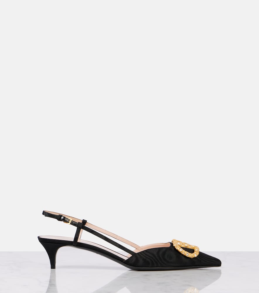 Valentino Crystal Buckle Pointed Toe Stiletto Pumps In Black