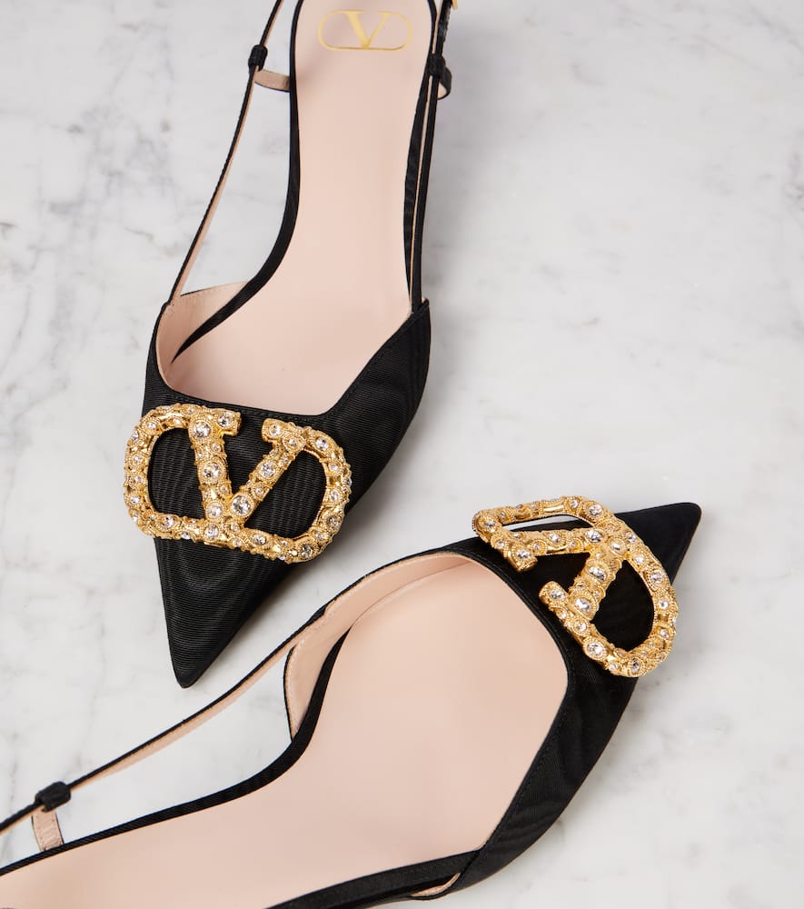 Valentino Crystal Buckle Pointed Toe Stiletto Pumps In Black