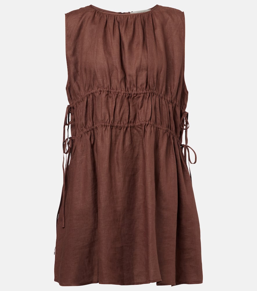 Gathered linen minidress