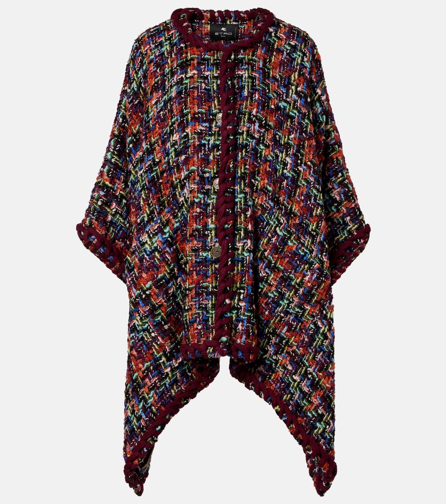 Etro Wool, Mohair, And Cotton-blend Cape In Brown