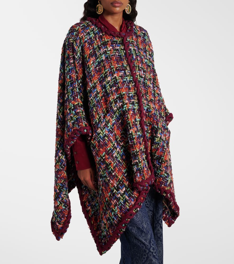 Etro Wool, Mohair, And Cotton-blend Cape In Brown