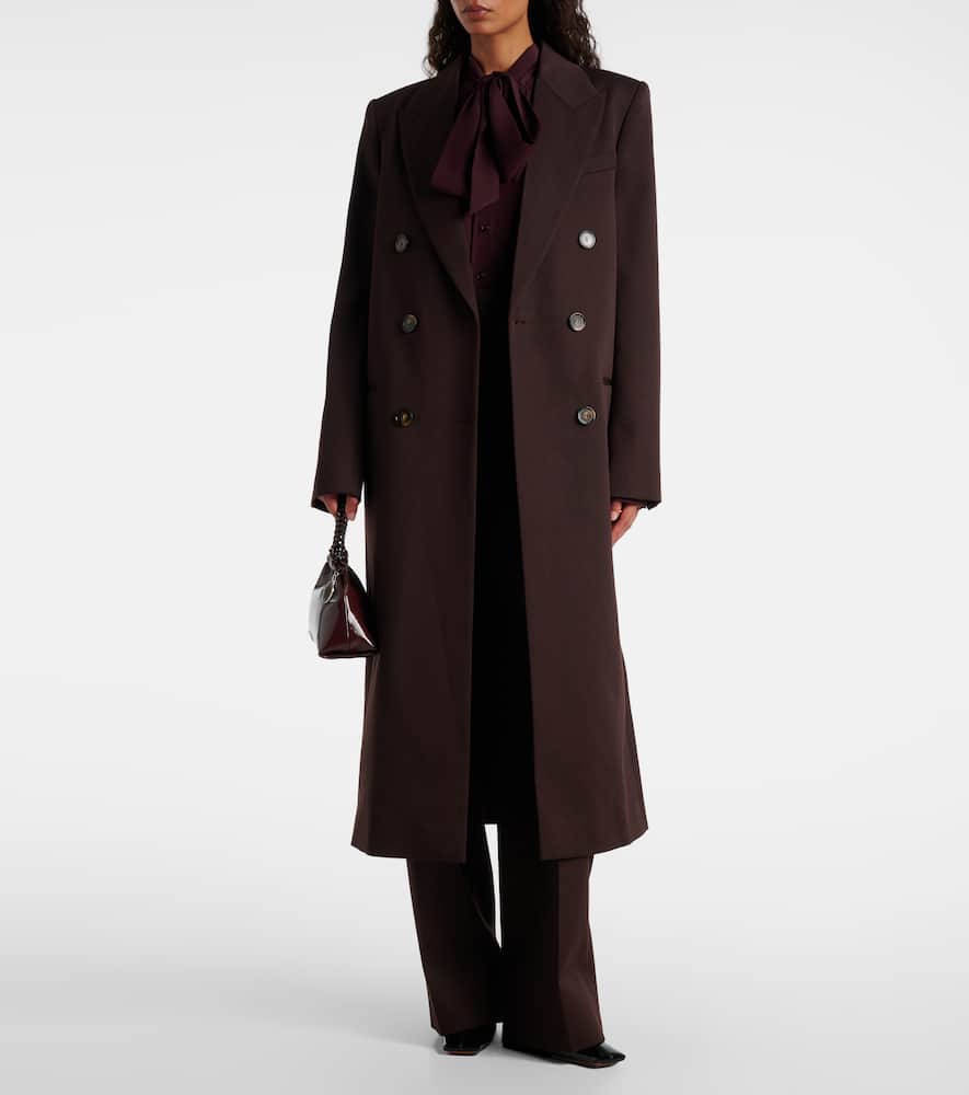Stella Mccartney Double-breasted Twill Coat In Brown