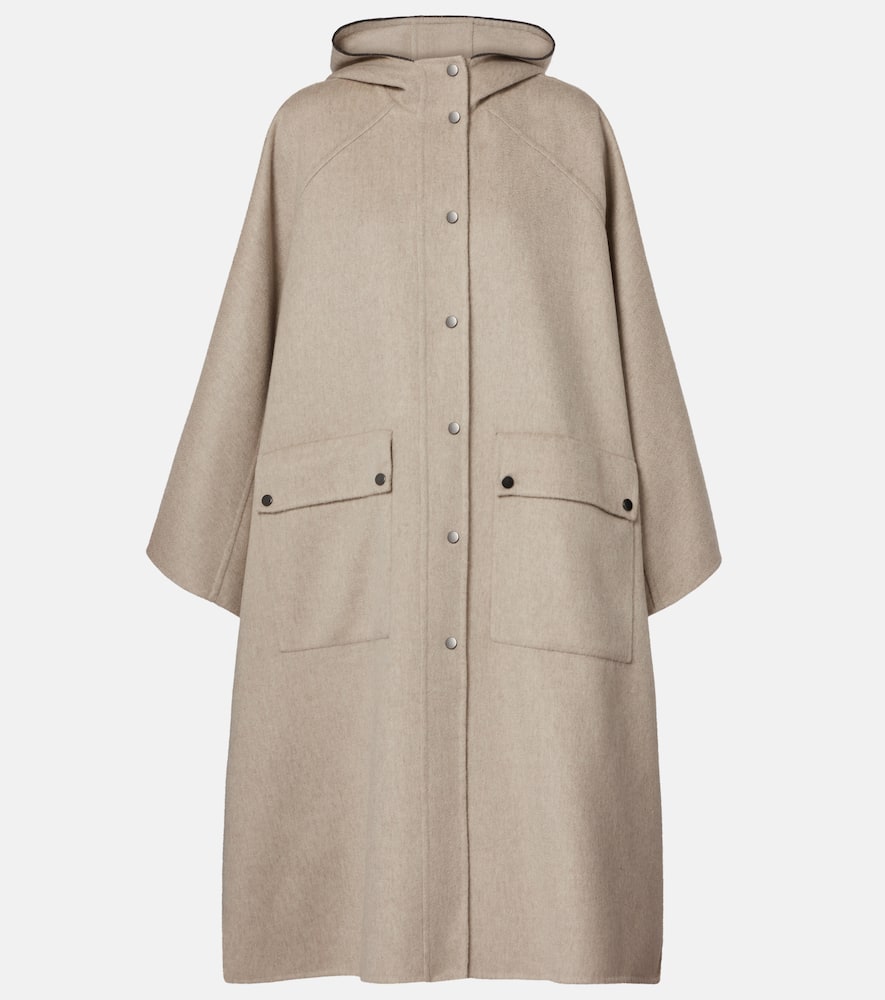 Hooded cashmere cape