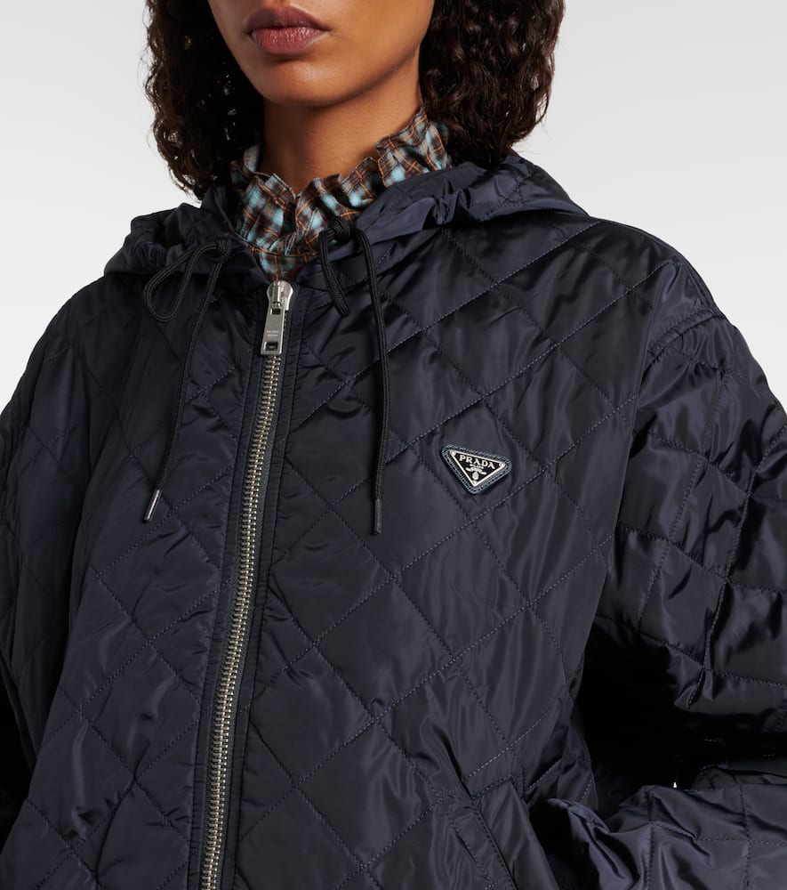 Prada Quilted Re-nylon Hooded Blouson Jacket In Gold