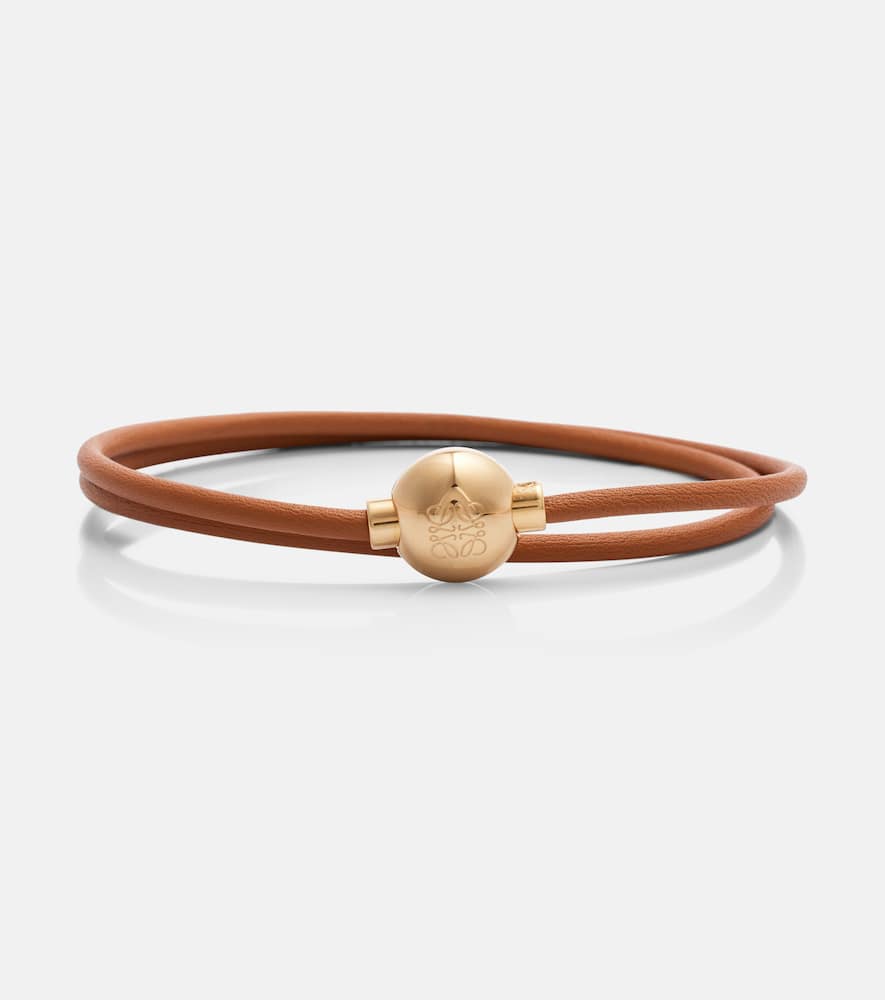 Anagram embellished leather bracelet