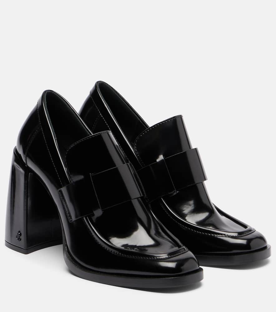 Jimmy Choo Tylor 95 Leather Heeled Loafers In Black