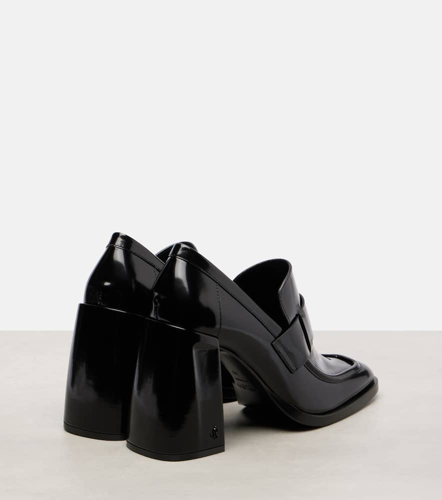 Jimmy Choo Tylor 95 Leather Heeled Loafers In Black
