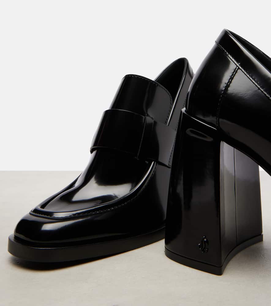Jimmy Choo Tylor 95 Leather Heeled Loafers In Black