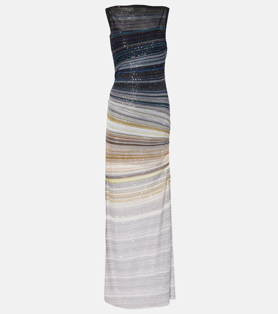 Missoni Sequined Striped Lamé Maxi Dress In Multi