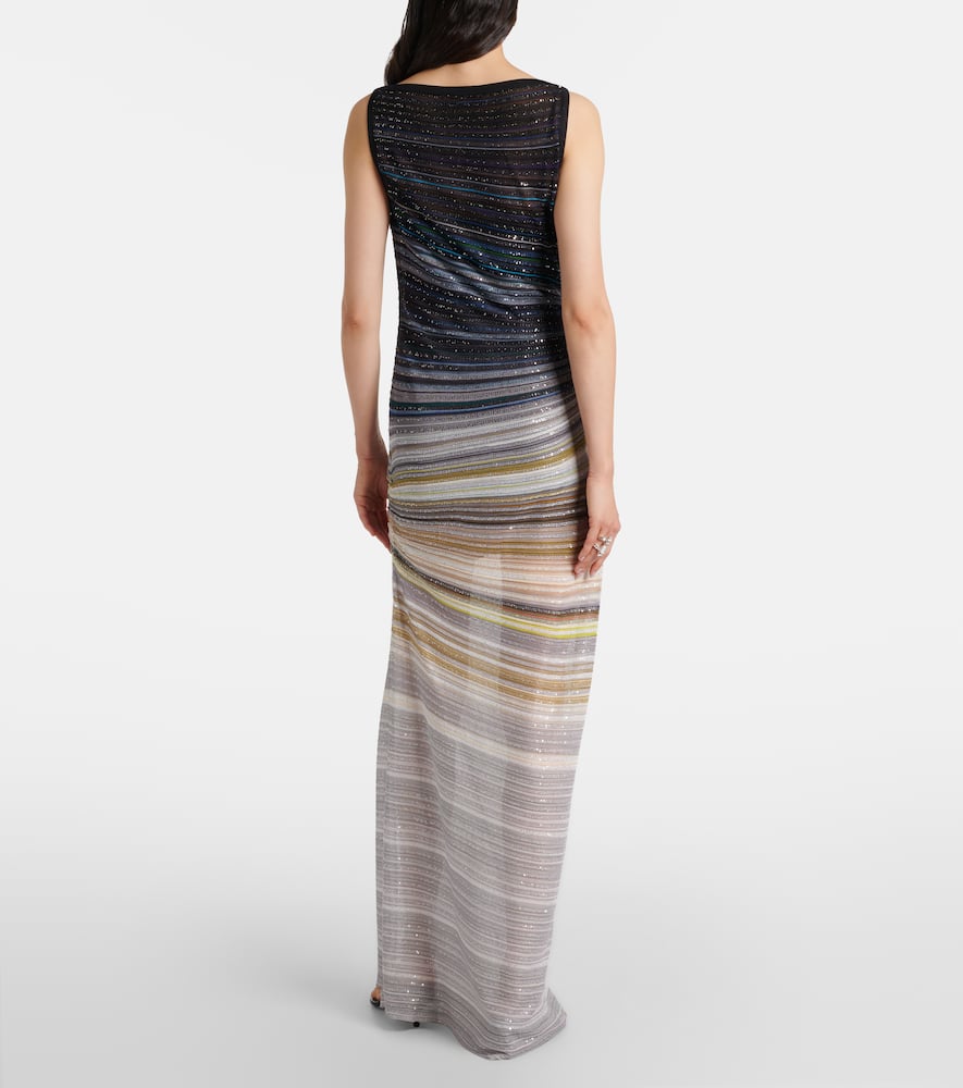 Missoni Sequined Striped Lamé Maxi Dress In Multi