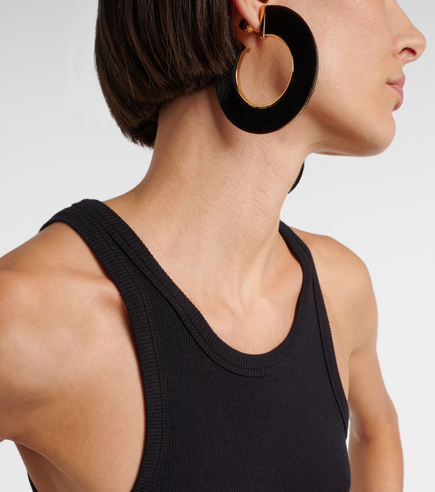 Alaïa Blade Medium Leather Hoop Earrings