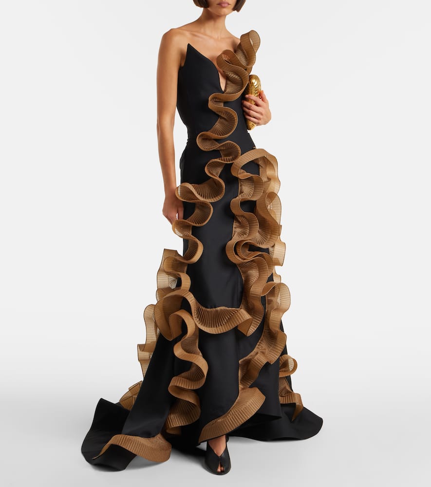 Maticevski Explode Ruffled Wool And Silk Gown In Black