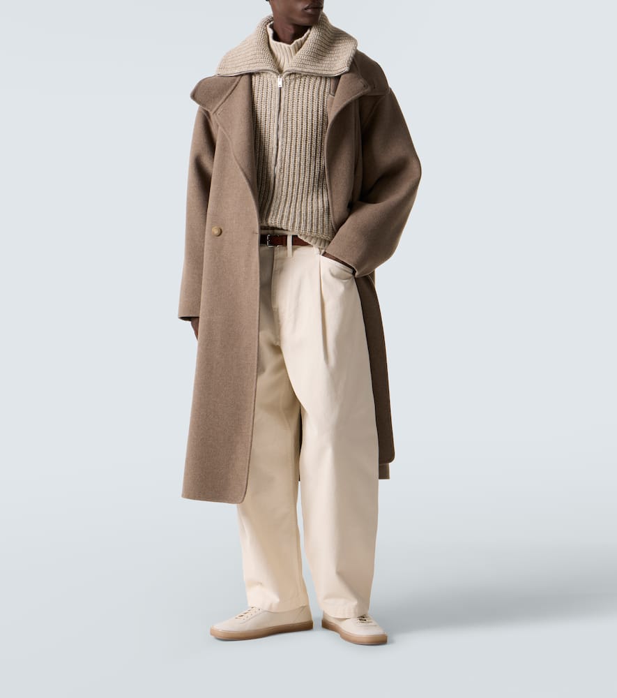 Lemaire Alpaca And Yak Wool Zip-up Cardigan In Gold