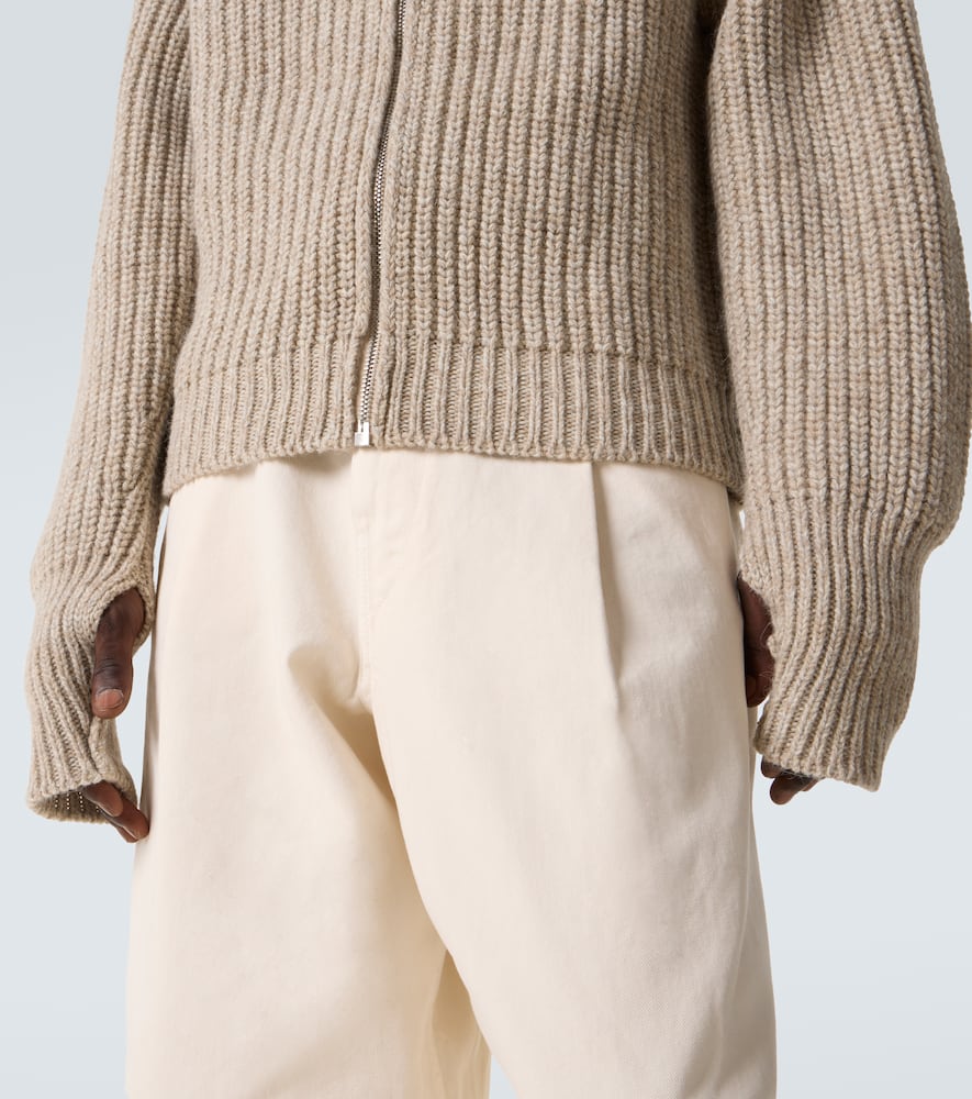 Lemaire Alpaca And Yak Wool Zip-up Cardigan In Gold