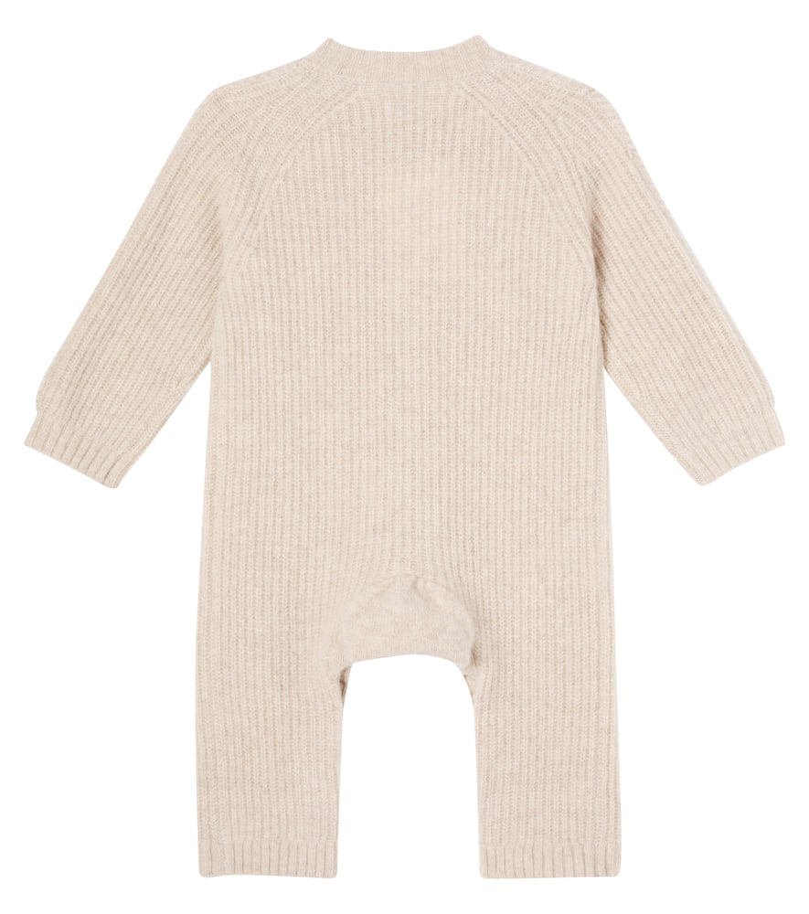 Donsje Baby Geertje Ribbed-knit Wool Jumpsuit In Neutral
