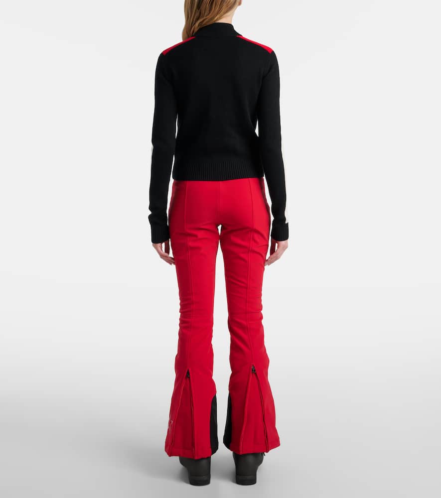 Perfect Moment Merino Wool La Tour Quarter-zip Sweater In Black