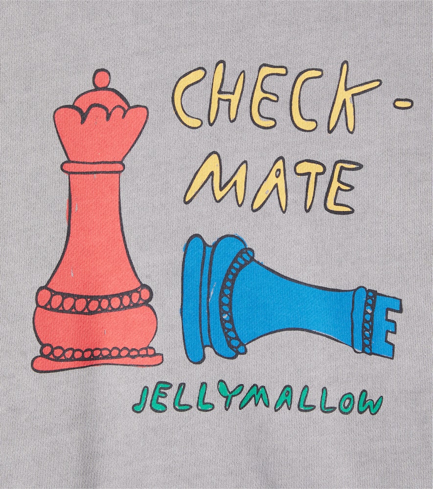Jellymallow Checkmate Cotton Jersey Sweatshirt In Gray