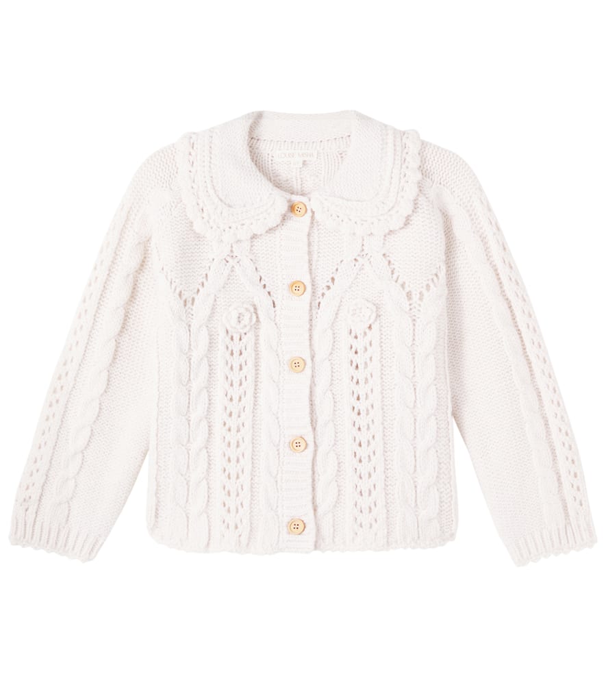 Louise Misha Khellana Cable-knit Floral Cardigan In White