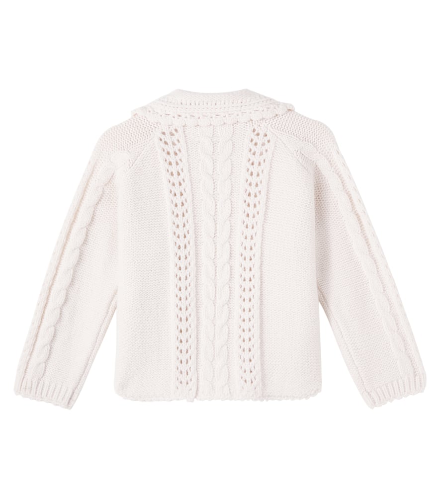 Louise Misha Khellana Cable-knit Floral Cardigan In White