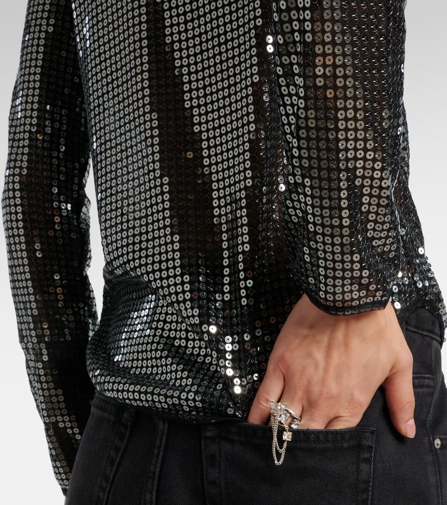 Isabel Marant Sequined Top In Black