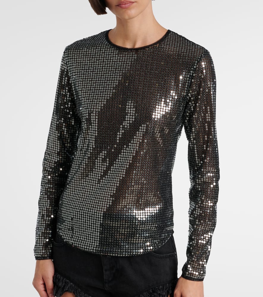 Isabel Marant Sequined Top In Black