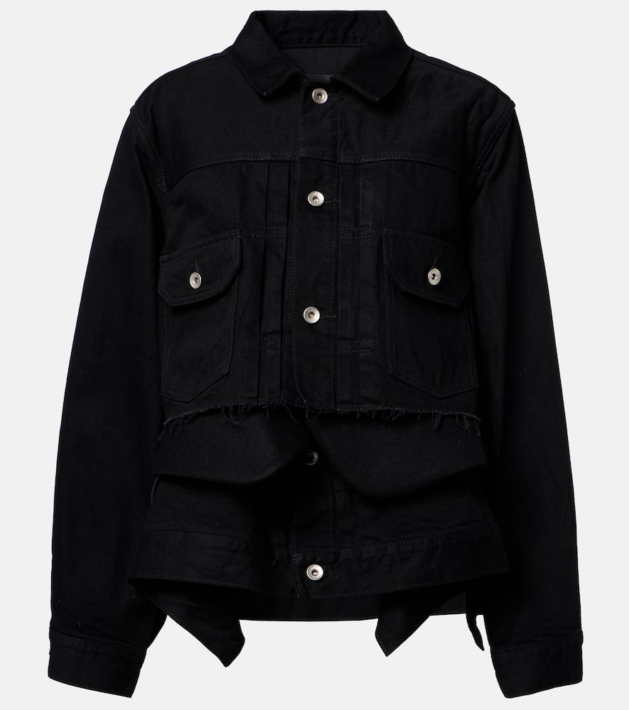 Sacai Layered Denim Jacket In Black