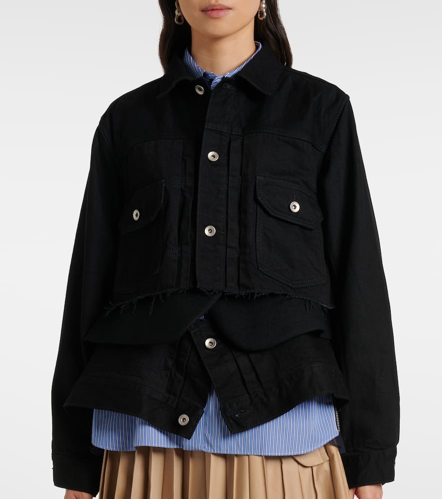 Sacai Layered Denim Jacket In Black