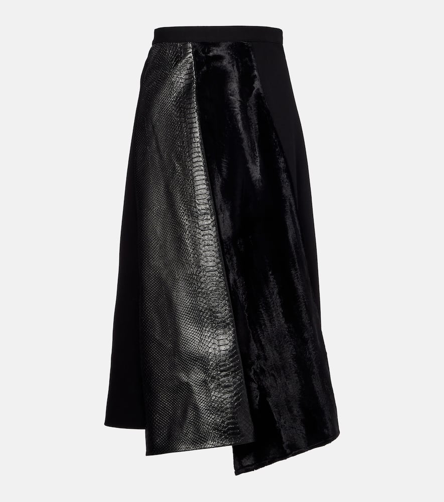 Junya Watanabe High-rise Wool-blend Maxi Skirt In Black
