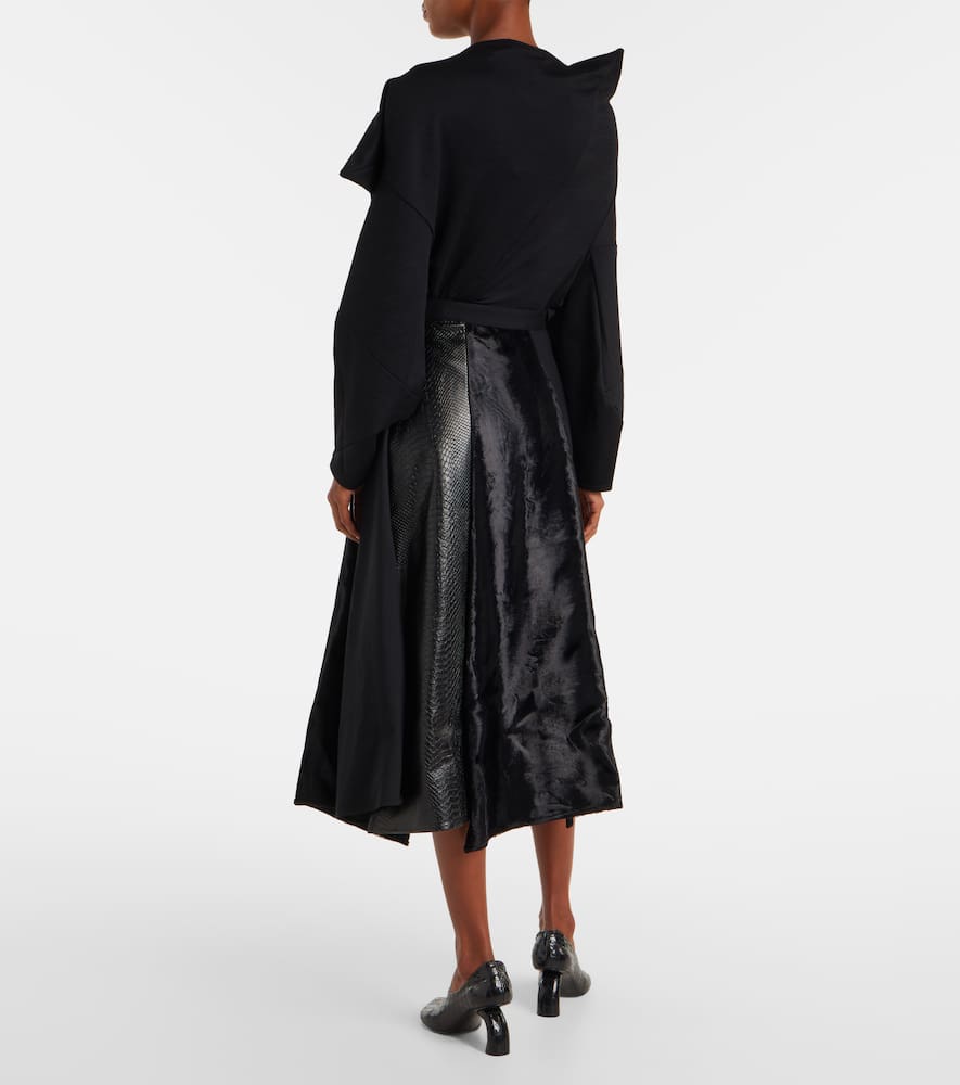 Junya Watanabe High-rise Wool-blend Maxi Skirt In Black
