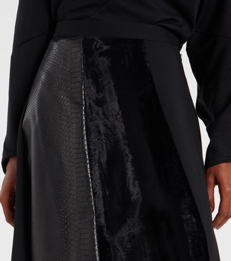 Junya Watanabe High-rise Wool-blend Maxi Skirt In Black