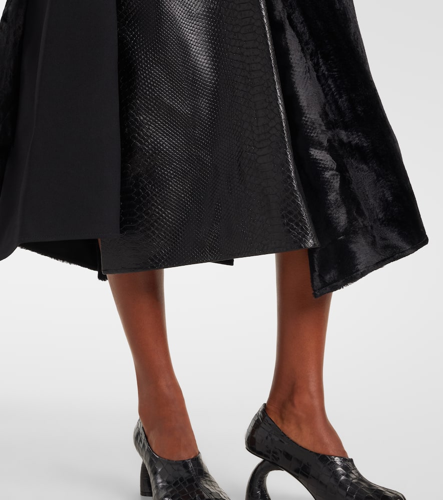 Junya Watanabe High-rise Wool-blend Maxi Skirt In Black