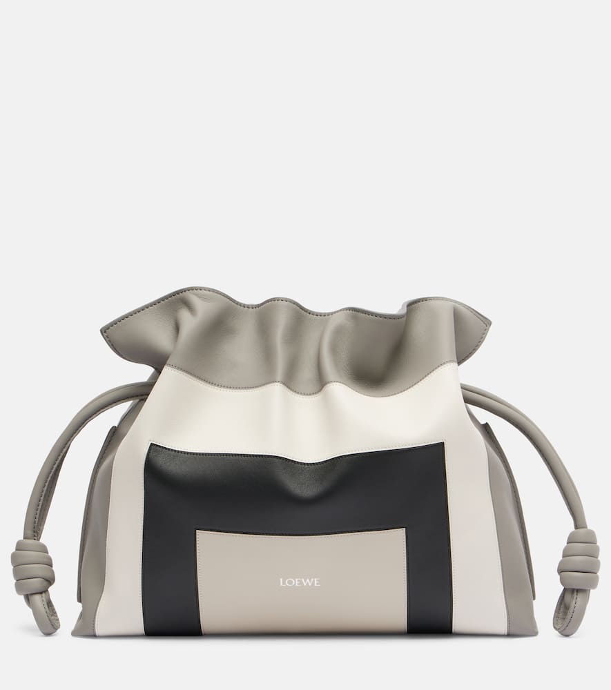 Loewe Flamenco Square Leather Clutch In Gray