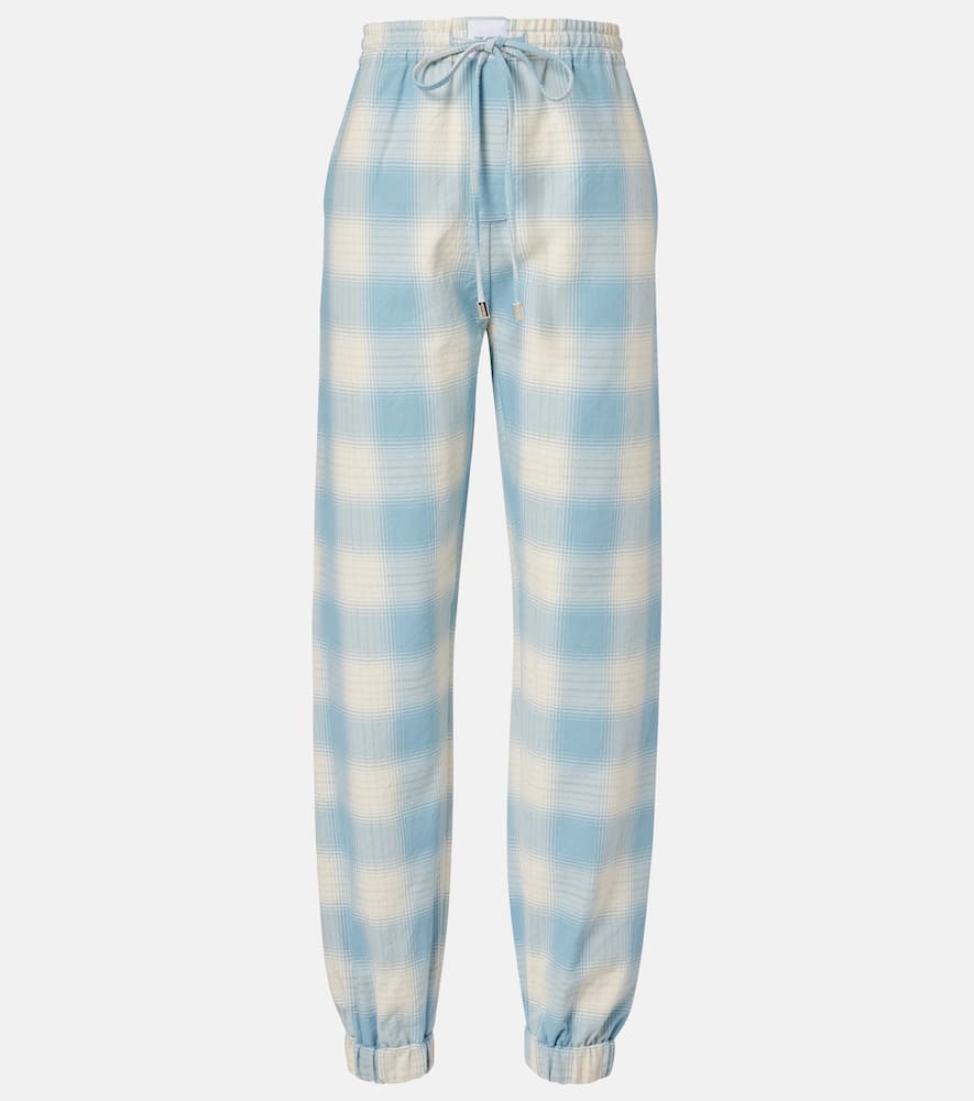 Attico Checked Cotton And Wool Tapered Pants In Multi