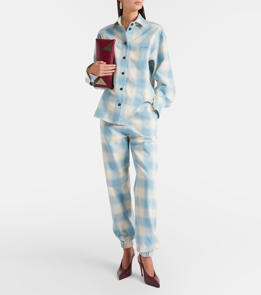 Attico Checked Cotton And Wool Tapered Pants In Multi