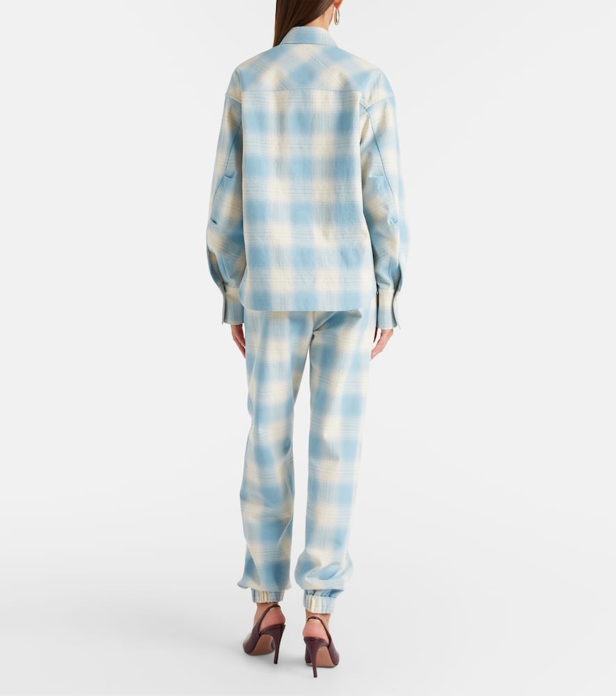 Attico Checked Cotton And Wool Tapered Pants In Multi