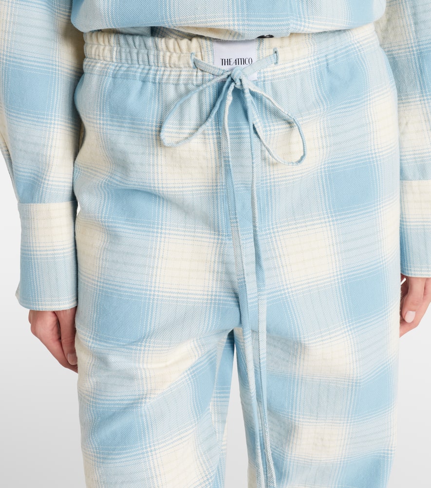 Attico Checked Cotton And Wool Tapered Pants In Multi