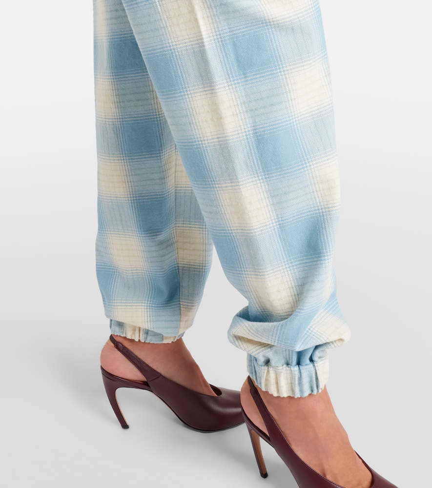 Attico Checked Cotton And Wool Tapered Pants In Multi